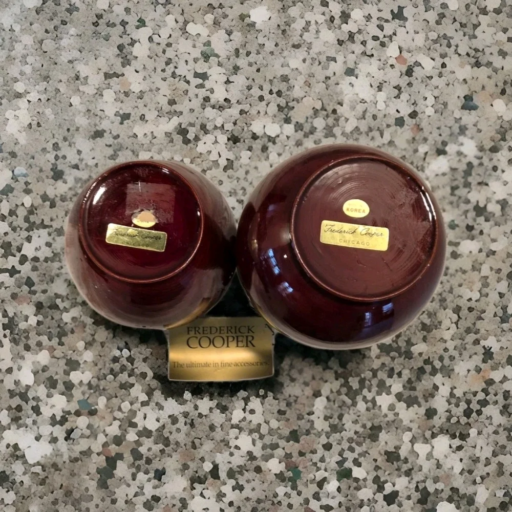 Frederick Cooper Chicago Turned Wood Vases‎ Set of 2 Oxblood Red MCM Korea